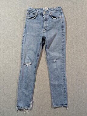 Agolde Nico High Rise Slim Jeans Women's 25 Medium Wash Blue Distressed